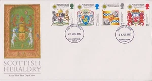 UNADDRESSED GB ROYAL MAIL FDC 1987 SCOTTISH HERALDRY STAMP SET FOLKESTONE PMK - Picture 1 of 1