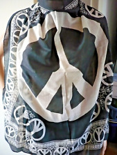 Pali Tuch schwarz weiß Peace 100 cm x 100 cm Baumwolle Stola Schal Frieden NEU
