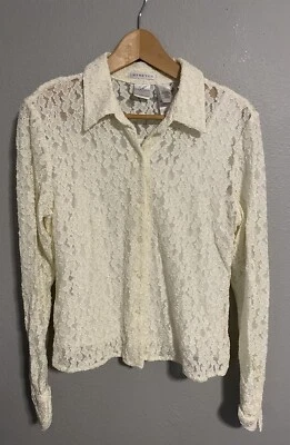 Top de mujer Emma James talla 10 blanco floral encaje romántico hada victoriana Y2K Foto 1 de 4