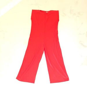 NEW Zara Women's Red Jumpsuit size L Wide Leg Stretch Ribbed Knit Sleeveless DM
