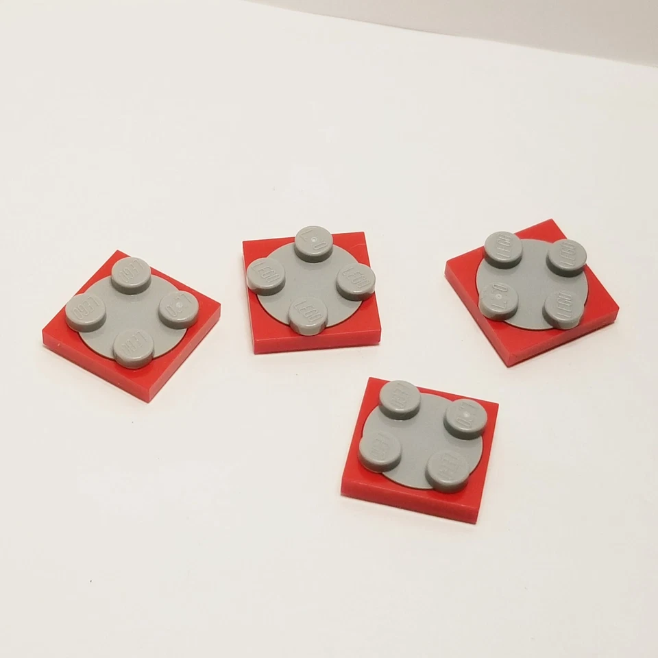 Lote de 4 toca-discos LEGO vermelho 2x2 Lazy Susan mesa minifigura gira Star Wars - Imagem 1 de 1