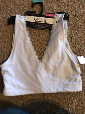  NUEVO Sujetador para dormir Lamaze Algodón Spandex Encaje Enfermería Maternidad PEQUEÑO Blanco Foto 1 de 4