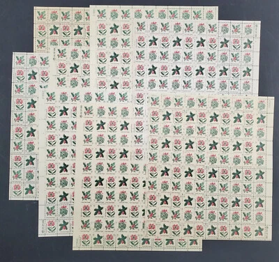 8 Sheets 1964 Matched Set Tagged Xmas Stamps 4 Pos. Both Plate #'s, #1254a-57a - Image 1 of 4