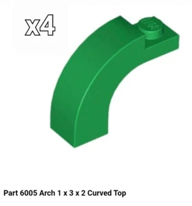 NEW LEGO Parts GREEN 6005 Pack of 4 Arch 1 x 3 x 2 Curved Top 4644085 4583768 - Picture 1 of 1