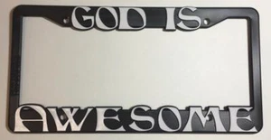 Black 3D License Plate Frame God Is Awesome Auto Accessory - Picture 1 of 1