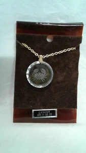 Geätztes Glas Sternzeichen Anhänger Halskette Krebs - Bild 1 von 3