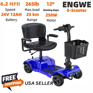 Folding Mobility Scooters Power Wheelchairs Electric Long Range Travel Blue - Picture 1 of 14