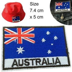 Australia flag iron on patch - Oz flags Australian Aussie text downunder patches - Picture 1 of 3