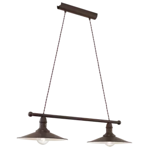Eglo Vintage Stockbury 2 Lights Pendant Ceiling Light Steel Brown Beige Antique - Picture 1 of 3