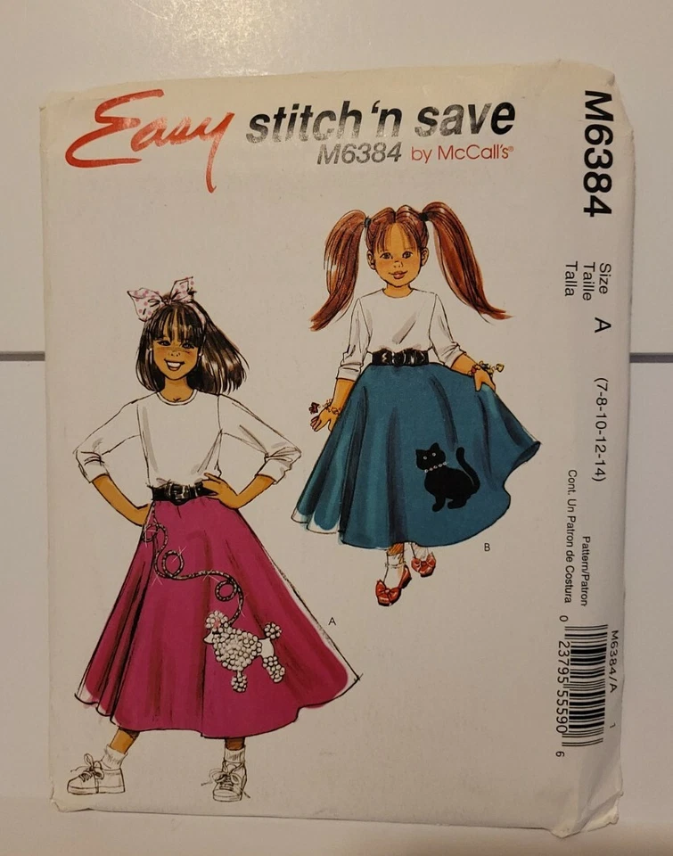 STITCH 'N SAVE M6384 MCCALL'S SEWING PATTERN GIRL'S PULL ON SKIRT AND PETTICOAT - Image 1 of 1