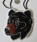Med Beaded Black/Brown Bear's Head medallion Necklace - Paul St John, Mohawk 