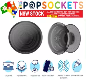 PopSockets Pop Socket Translucent Black Phone Stand Holder Mount - Picture 1 of 3