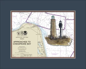 Cape Henry Lighthouse and Nautical Chart High Quality Canvas Print - Picture 1 of 1