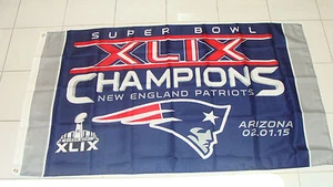 3x5 Feet Flag Wall Hanger NFL New England Patriots Super Bowl 49 XLIX Champions - Picture 1 of 1