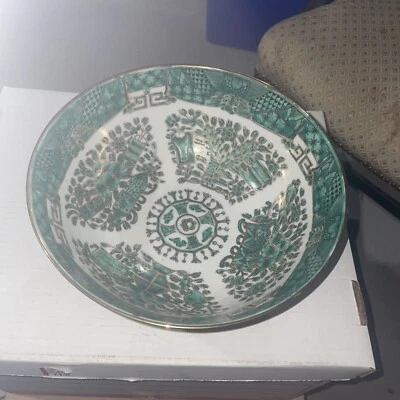 Cuenco de porcelana japonés con decoraciones a mano hecho en Hong Kong 10"" de diámetro Foto 1 de 4