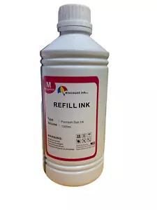 1000ml Magenta Bulk Refill Ink for all HP, Epson, Brother, Canon Printers - Picture 1 of 4