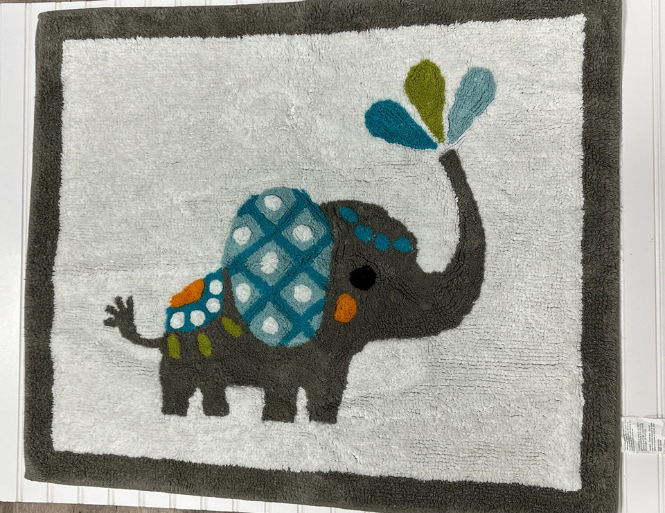Sweet Jojo Designs Mod Elephant Accent Rug Bedroom Decor Hand Tuffed 36 x 30" - Image 1 of 4