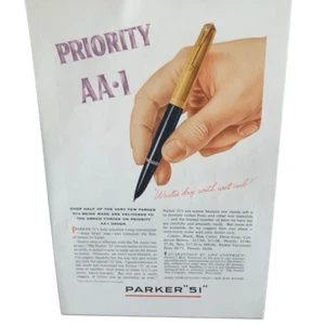 Publicidad publicitaria Parker 51 Pen Priority AA-1 1945 vintage - Imagen 1 de 4