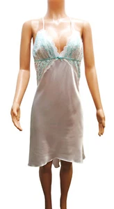 Flora Nikrooz White Satin Floral Lace High-Low Gown Sleepwear Women's Small - Picture 1 of 3