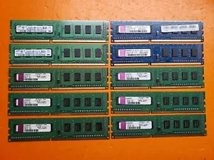 ⭐️⭐️⭐️⭐️⭐️ Lot of 10 Assorted Desktop 1GB PC3-10600 DDR3-1333 RAM Memory Sticks - Picture 1 of 2