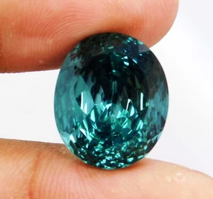 15.65 Ct Natural Indicolite Blue Tourmaline Oval Cut Certified Loose Gemstone - Picture 1 of 8