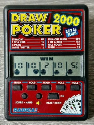 Портативная электронная игра Radica Draw Poker 2000 Royal Flush модель 510. Протестировано и - Изображение 1 из 4