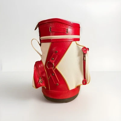 复古 MacGregor 高尔夫球袋 WASTE 篮球红色/白色球童 — 第 1/4 张图片