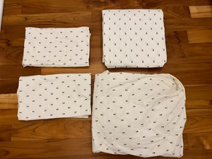 Ralph Lauren grau Totenkopf gekreuzte Knochen FULL SET flach & Spannbettlaken 2 Kissenbezüge - Bild 1 von 10