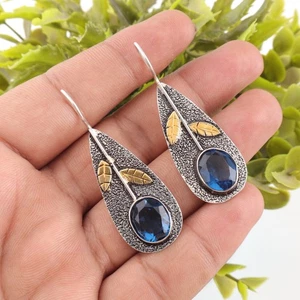 London Blau Topas Edelstein 925 Sterlingsilber Ohrring Handgemacht Schmuck - Bild 1 von 3