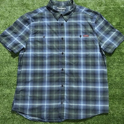 Wolverine Men Short Sleeve Shirt Blue Plaid 2XL Button Down Shirts - Image 1 of 4