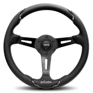 Genuine MOMO Gotham Black Leather 350mm Steering Wheel - Foto 1 di 1