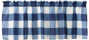 1 Fabric Printed Valance(18"x60")(no tiers) BLUE & WHITE BUFFALO CHECK DESIGN,LK - Picture 1 of 12