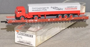 Fleischmann 5276 Niederflurwagen 8-achsig mit LKW "Fleischmann" fabrikneu OVP H0 - Picture 1 of 1