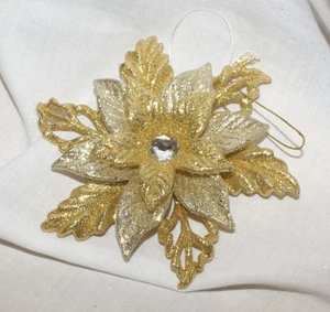 Glitzernder Gold & Silber Weihnachtsstern Weihnachtsschmuck mit Schmuck verziert 5 Zoll - Bild 1 von 1