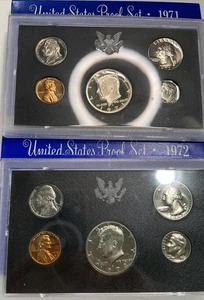 1971 & 1972 US Mint Proof Set Lot of 2 - Picture 1 of 2