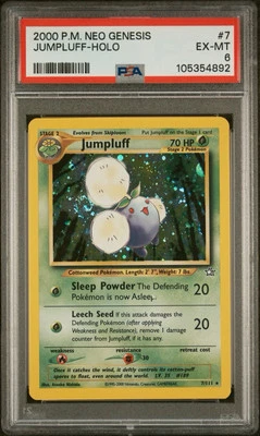 2000 Pokemon Neo Genesis #7 Jumpluff Holo PSA 6 EX-MINT SWIRL - Image 1 of 2