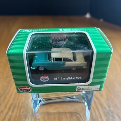 Model Power 19236 1:87 HO Minis Green/Cream 1955 Chevy Bel Air Coupe - Image 1 of 4