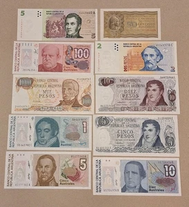10 ARGENTINA BANKNOTES (REF.8) GRADE AUNC OR BETTER - Picture 1 of 2
