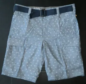 DKNY Jeans Men's Cargo Short Blue Printed Shorts Size 36 38 w/ Navy Belt New - Picture 1 of 4