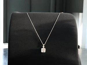 Collar cuadrado de plata 925 para mujer cadena colgante de morganita joyería de moda regalo - Imagen 1 de 13
