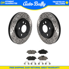 Front Coated Drilled Slotted Disc Brake Rotors & Ceramic Pad Kit For Mini Cooper