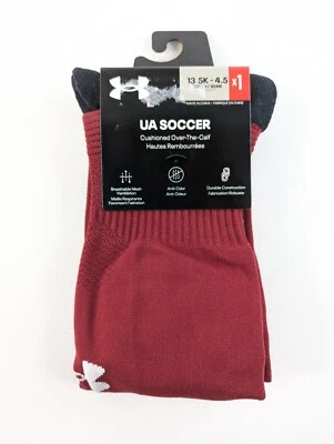 Under Armour Over the Calf Soccer Socks RED Youth Size 13.5-4.5 NWT - Image 1 of 2