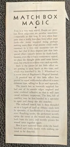 Vintage Magic Trick Instructions - Match Box Magic - Picture 1 of 2