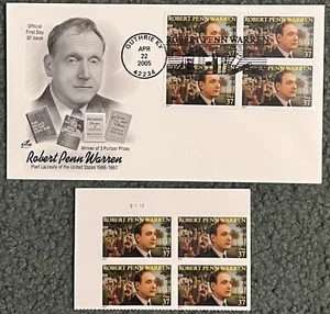 Robert Penn Warren - US Scott 3904 - First Day Issue FDC plus 4 stamps! - Picture 1 of 1