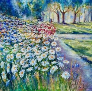 ORIGINAL GENNADIY IVANOV M.A "The Last Summer Days Daisies" Flower Oil PAINTING - Picture 1 of 1
