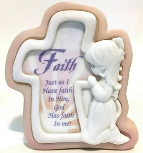 Precious Moments 2001 Faith Theme 4.25" Paperweight, pink & white, dimensional - Picture 1 of 6