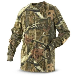 Mens Camouflage Camo Real Tree Jungle Forest Print LONG Sleeved T Shirt Top - Picture 1 of 9