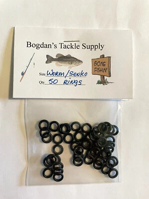 (2) 50pc. BLACK O-RINGS, for WACKY RIGGING 4", 5" & 6" Worm / Small dia. Senkos - Image 1 of 2