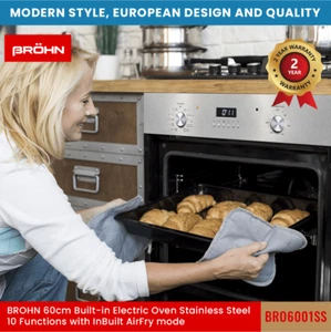 Brohn 60cm Built-in AirFry Oven 10F telescopic runners Free Delivery - Picture 1 of 16