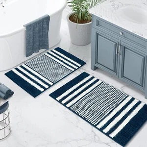 Starryle Badezimmerteppiche Set 2 Stück, Extra 20" x 32" Plus 16" x 24", Marineblau - Bild 1 von 6
